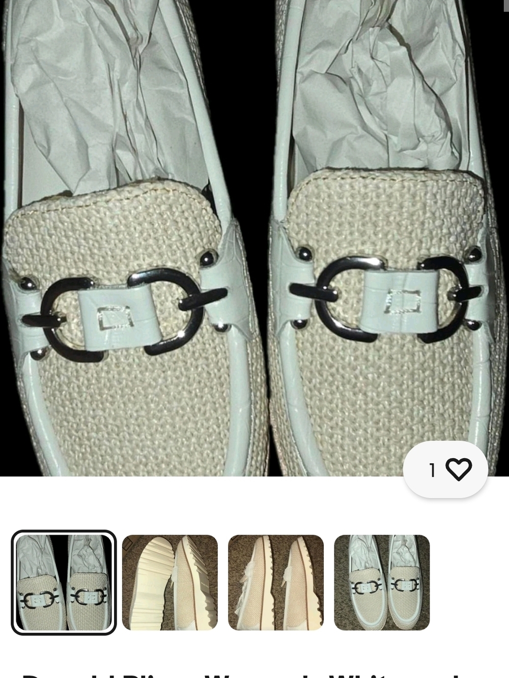 Donald J. Pliner Cream Woven Loafers with Silver Hardware